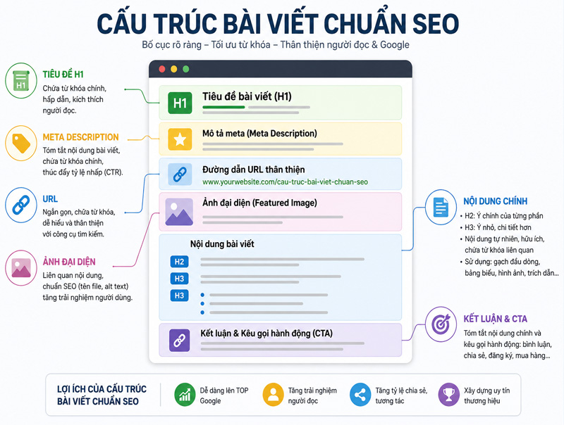 Cấu trúc bài viết chuẩn SEO website gồm những gì